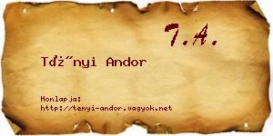 Tényi Andor névjegykártya